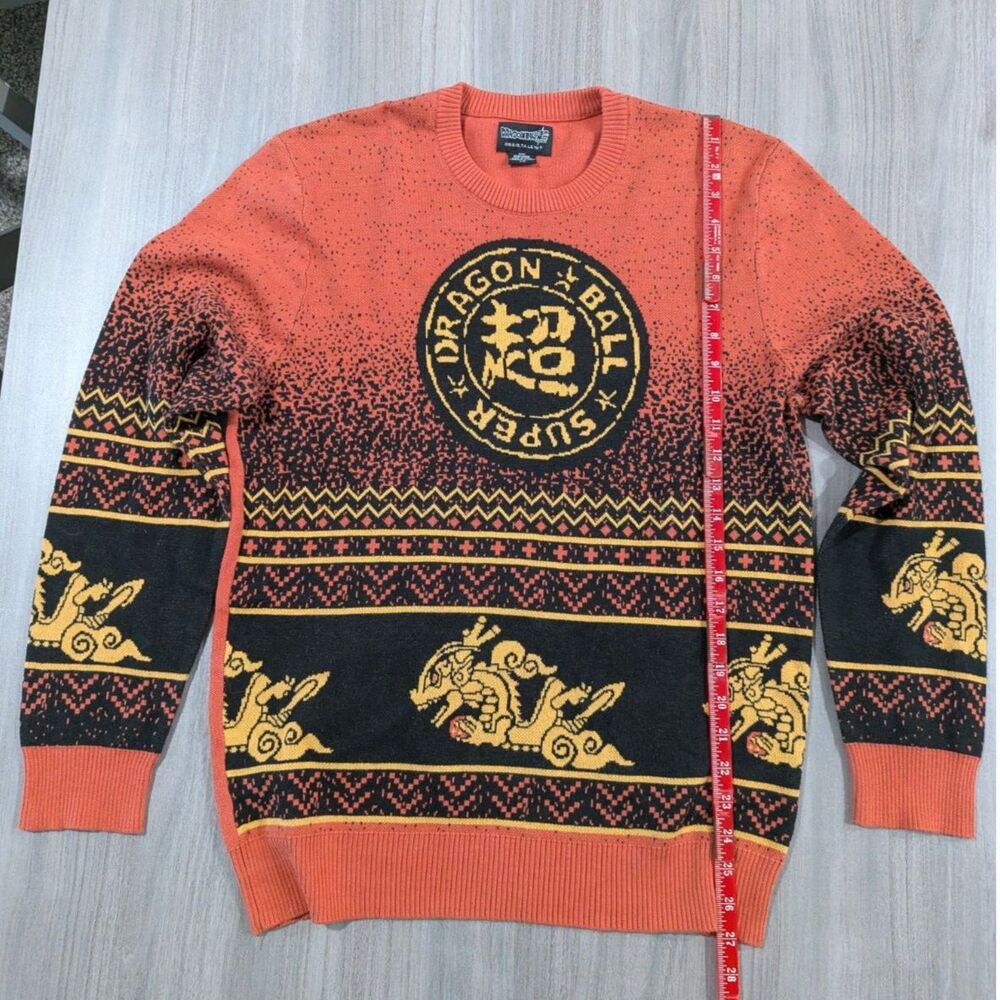 Dragon Ball Super Shenron Knit Sweater Men's Size L Orange Black Ombre Bioworld
